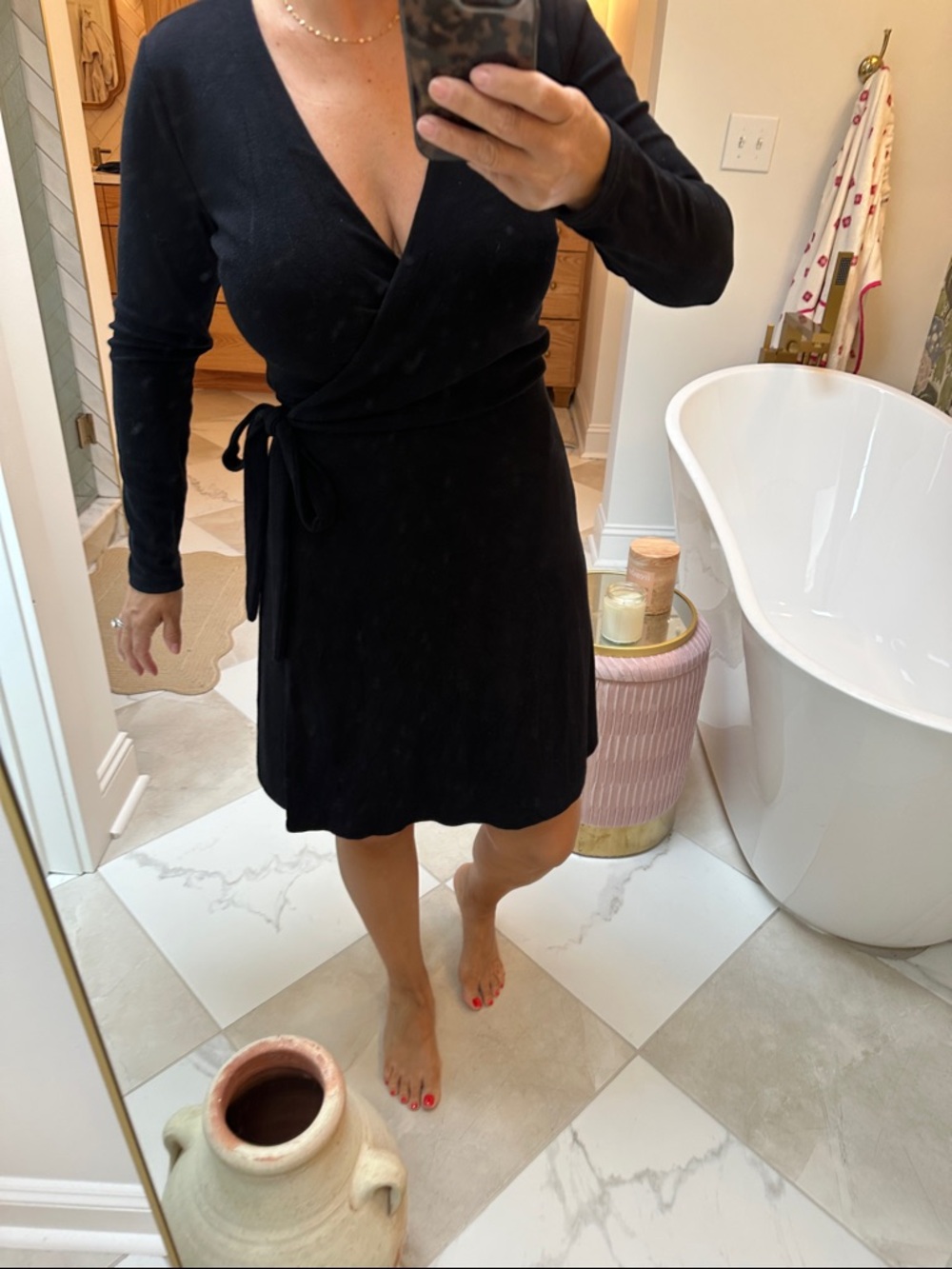 Loft Black Long Sleeve Wrap Dress Small